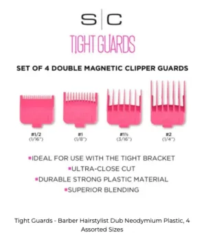 STYLECRAFT S|C Tight Guards – Barber Hairstylist Dub Neodymium Plastic, 4 Assorted Sizes