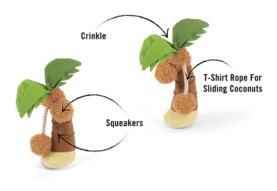 Tropical Paradise Squeaky Plush Dog toys, Puppy Palm