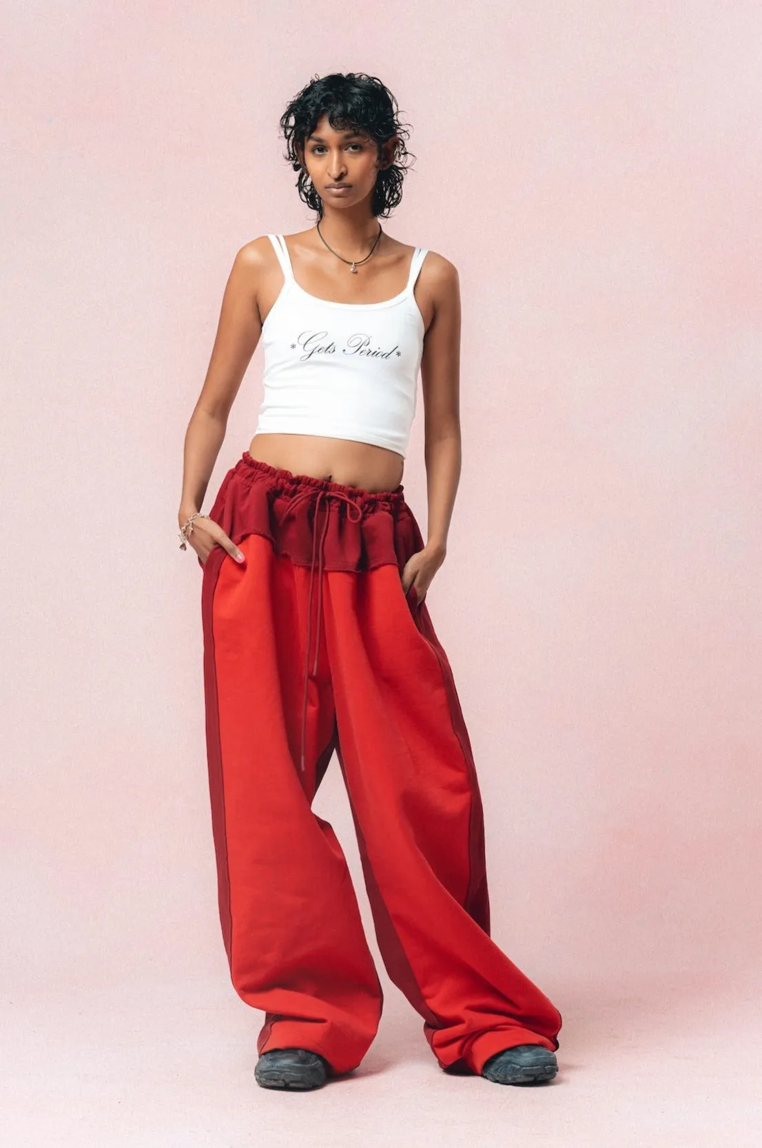 Wave Blocked Straight Pant (Maroon/Cherry)