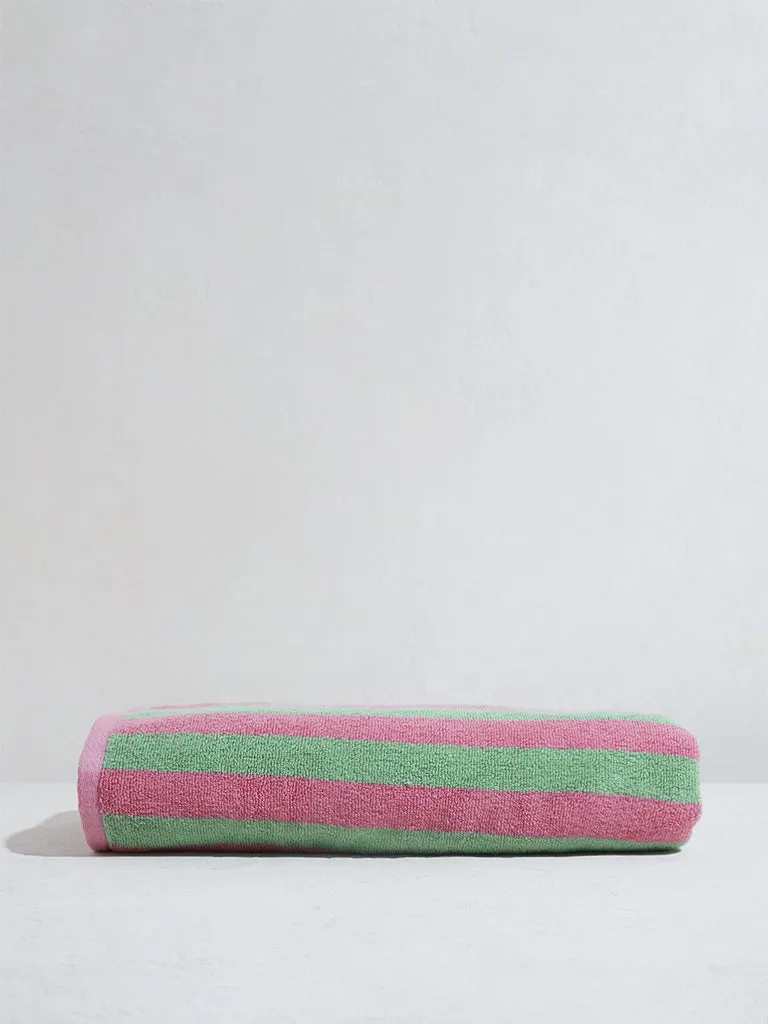 Westside Home Green Self-Striped Bath Towel